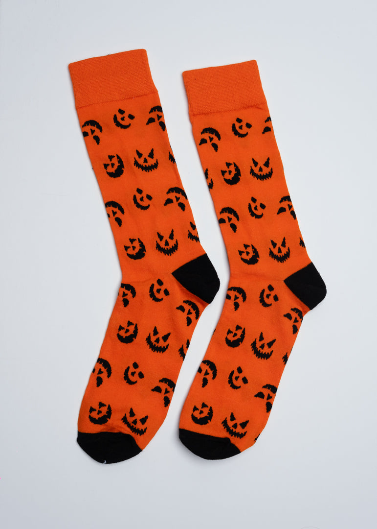 Halloween pumpkin spooky faces socks