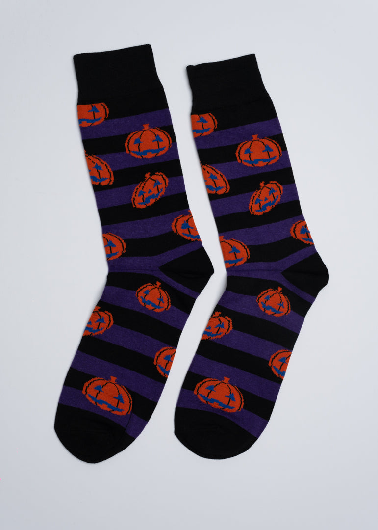 Halloween stripes and pumpkins socks