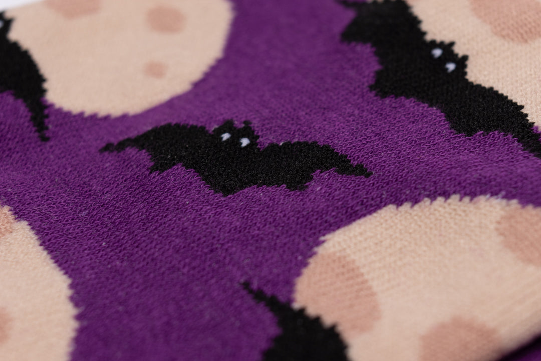 Halloween moon socks with bats