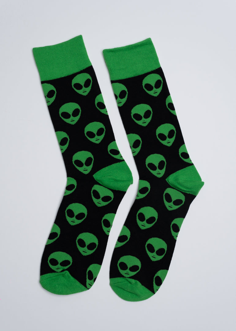 Green aliens socks