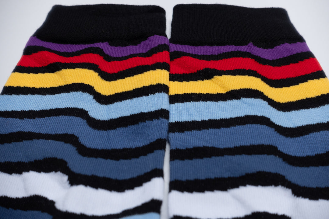 Black and Blue mixed colors striped socks