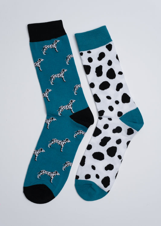 Funny Dalmatian mismatched socks