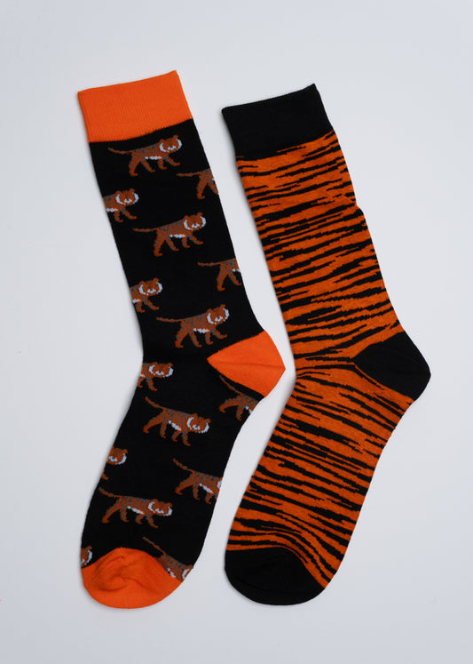 Funny mismatched tiger socks