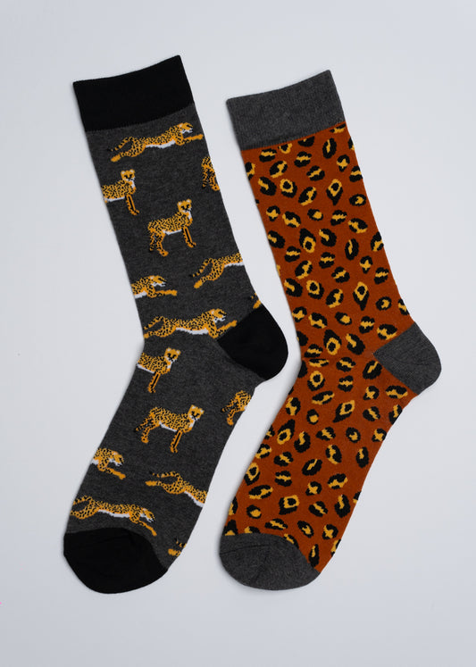 Funny Leopard mismatched socks