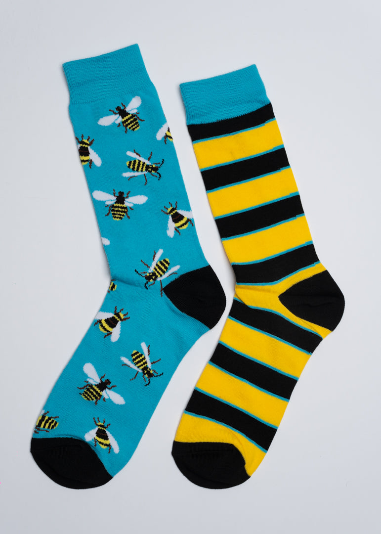 Funny bees mismatched socks