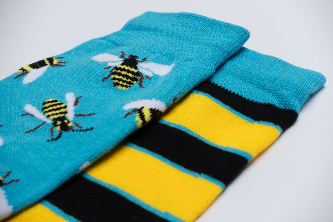 Funny bees mismatched socks