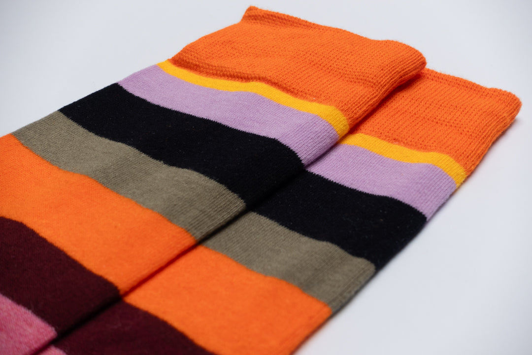 Orange mixed striped socks