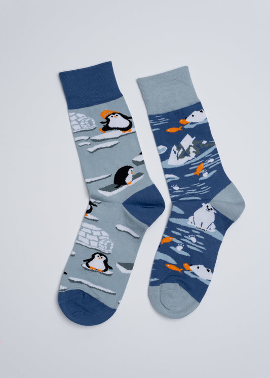 Cute penguins & bears mismatched socks