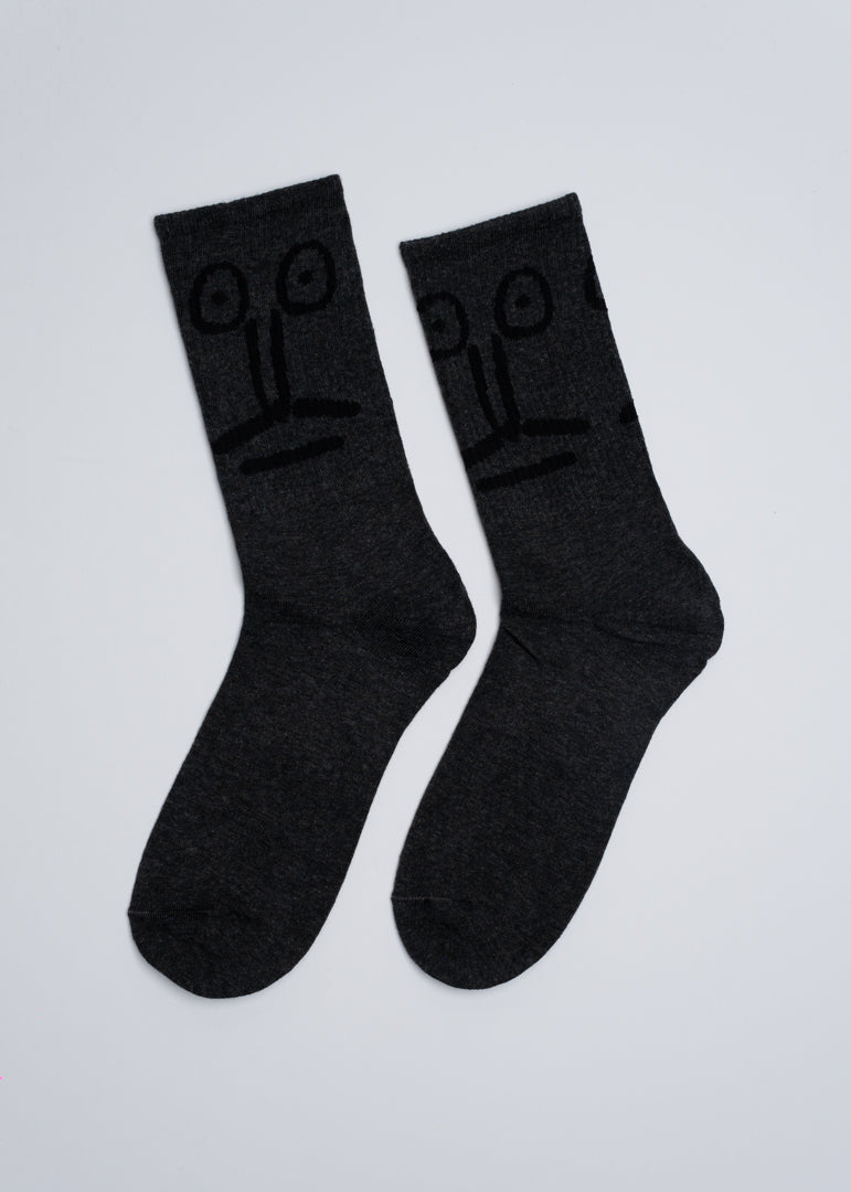 Mustache dark gray socks