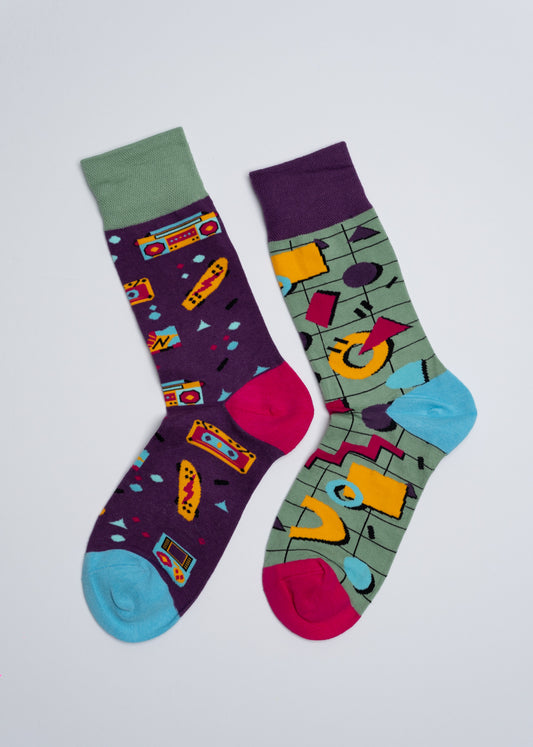 Mismatched retro socks