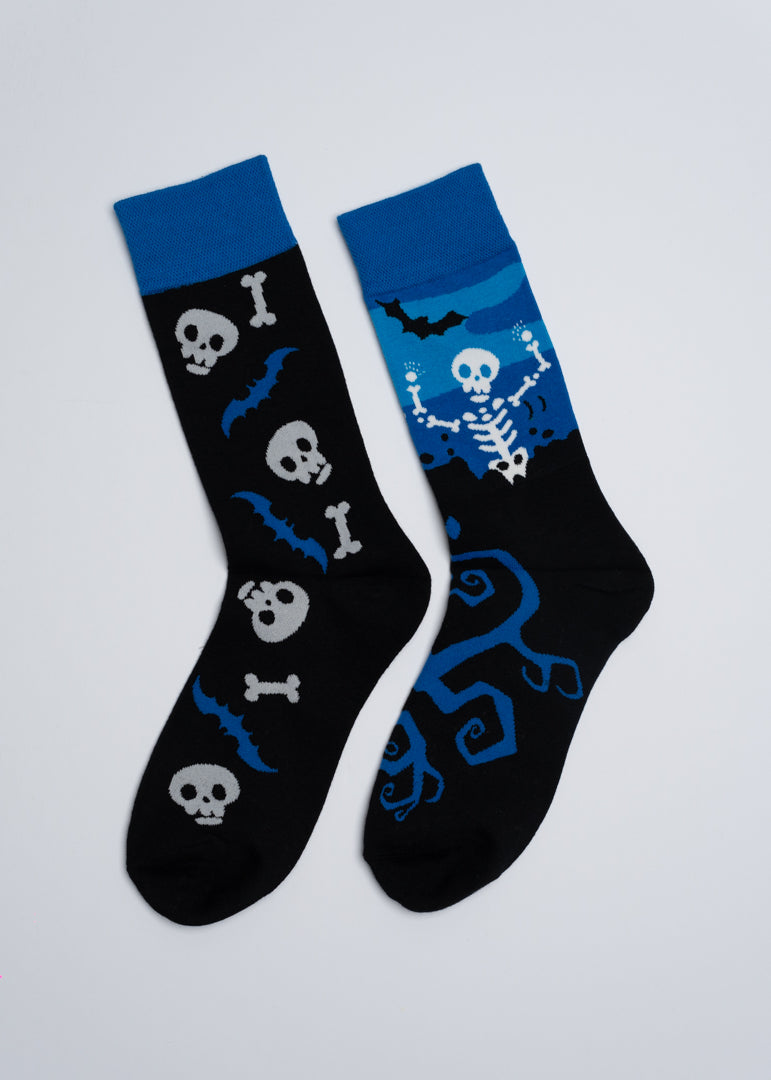 mismatched halloween skeleton socks