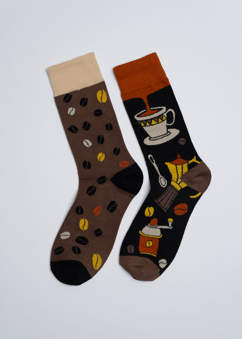 Mmismatched coffee socks