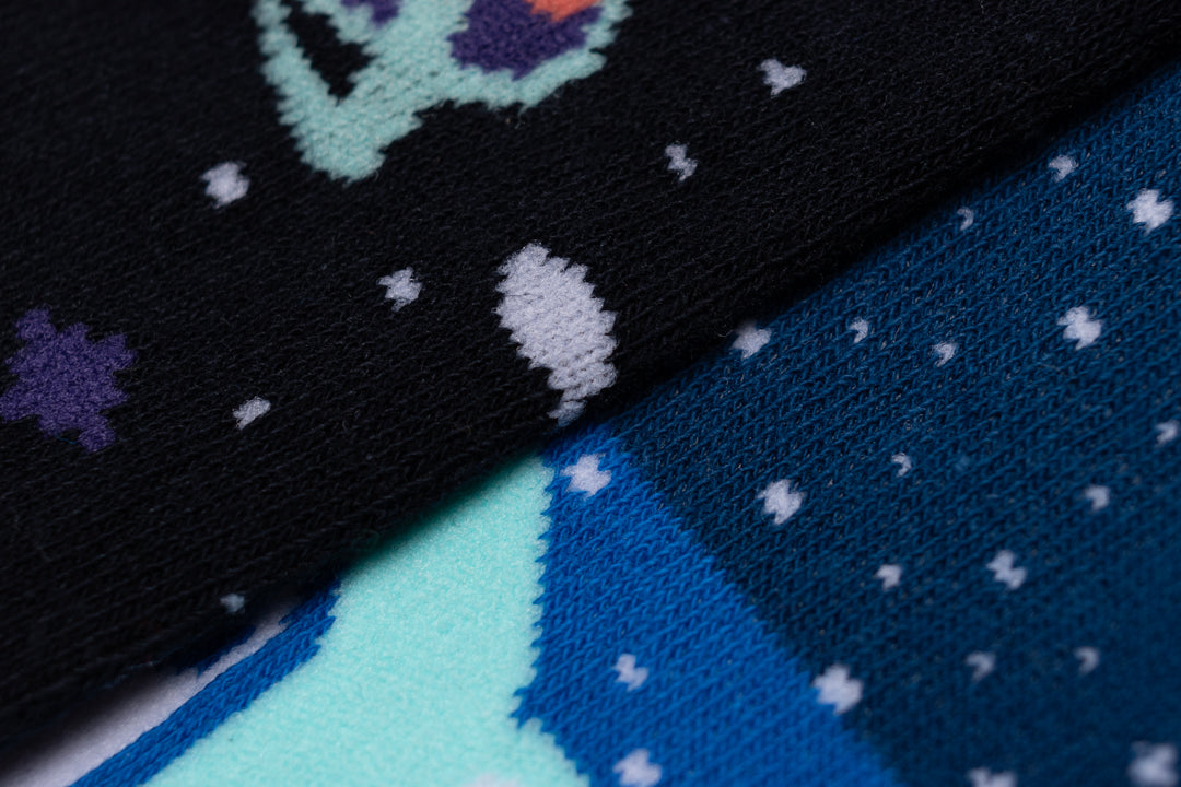 Mismatched galaxy socks