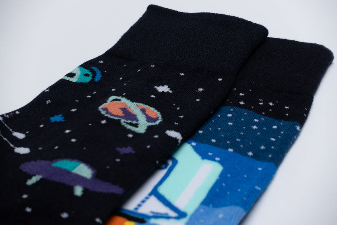 Mismatched galaxy socks