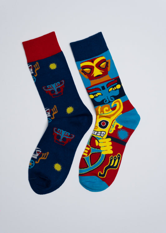 Aztec themed mismatched socks