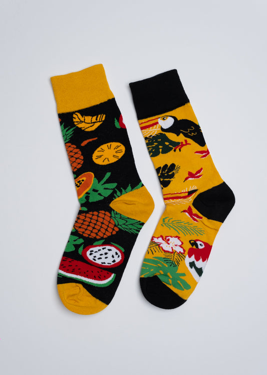 Tropical habitat mismatched socks