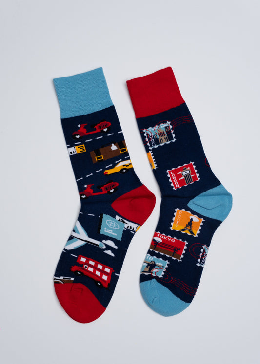 Mismatched travel socks