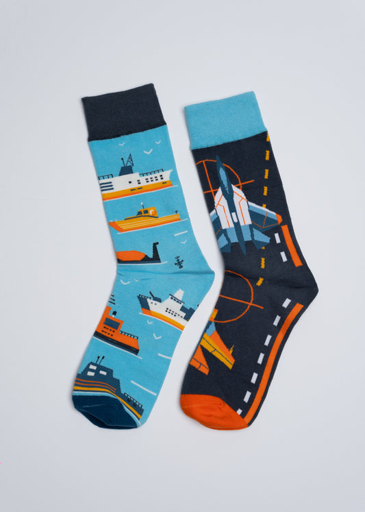 Navy & Airforce mismatched socks